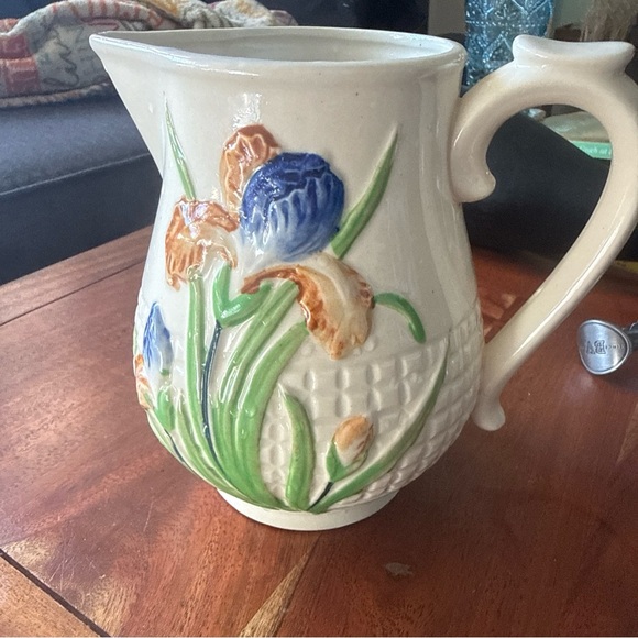 Other - Vintage Earthenware Pitcher. Flower Pattern. Japan. Early to Mid 1800's.
